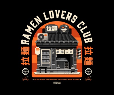Ramen lover's club ambiance anime culture food illustration japanese little mode poster print rame shop streetfood tshirt yum yummy