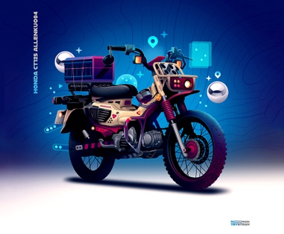 Allen kuo honda bike cross illustration lifestyle mechanic moto neon street ui urban